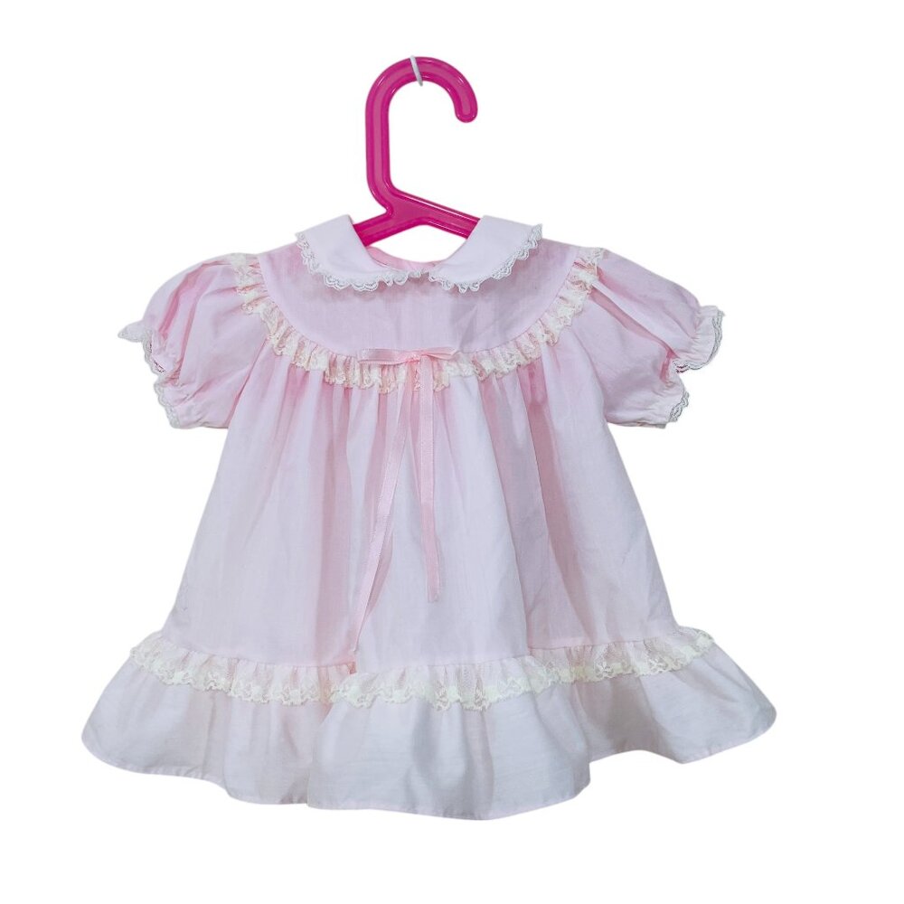 Vintage Newborn Alexis Baby Girl's Pink Dress Lace 9 ‎ MO LBS 17-20 LBS Baptism